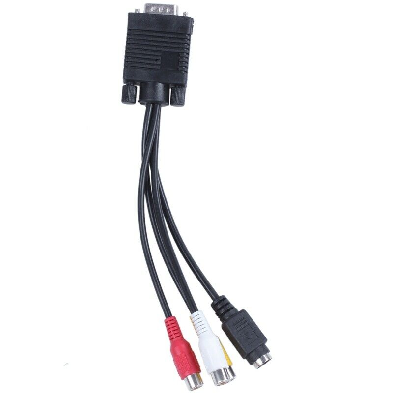 8 inch VGA Male to 3 RCA S-Video Female AV Video Cable Adapter J5E5E5
