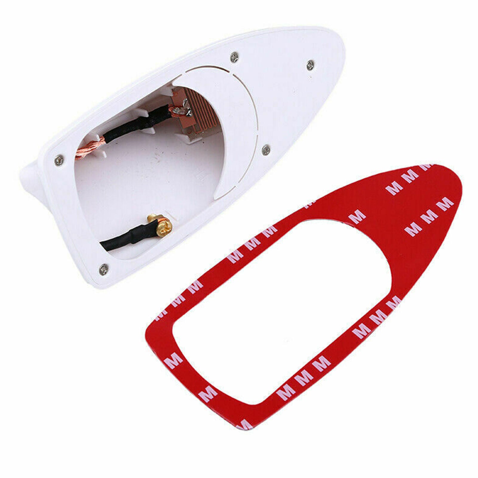 Car Universal Shark Fin Roof Antenna Aerial FM/AM Radio Signal White Decor Cover