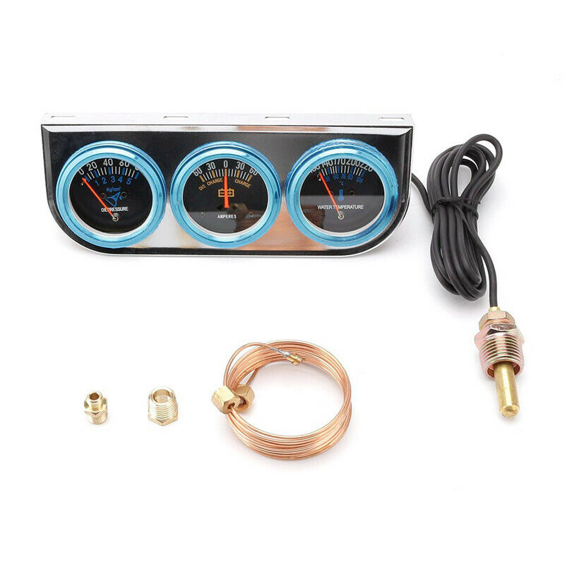 2'' Car AMP Gauge Meter Water Temp Oil Pressure 3in1 w/ Holder High Sensitivity
