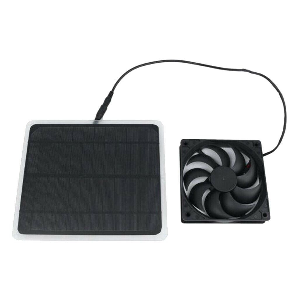 12V 5W Solar Panel Fan Charger Kit Backup Cooling Fan for Van Camper Camping