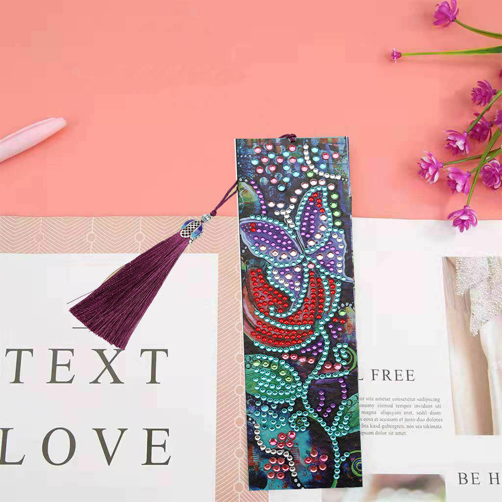 6 Sets 5D DIY Diamond Painting Kit Leather Tassel Bookmark Office Book Mark