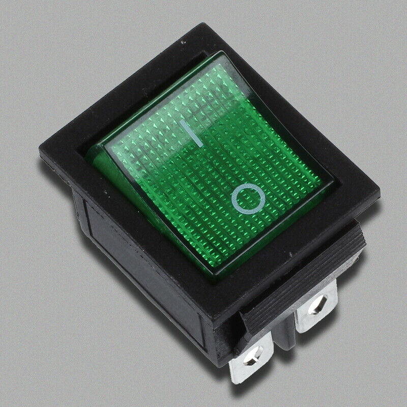 Green Light 4 Pin DPST ON/OFF Snap in Boat Rocker Switch 16A/250V 15A/125V AC O2