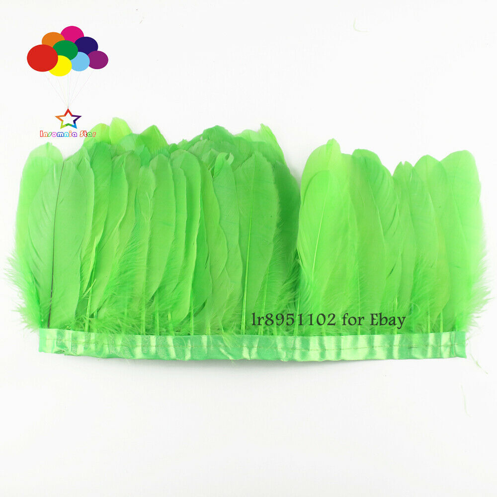 15-20cm Goose Feather Trims Dyed Fruit green Ribbons Fringes Cloth Belt Decorat