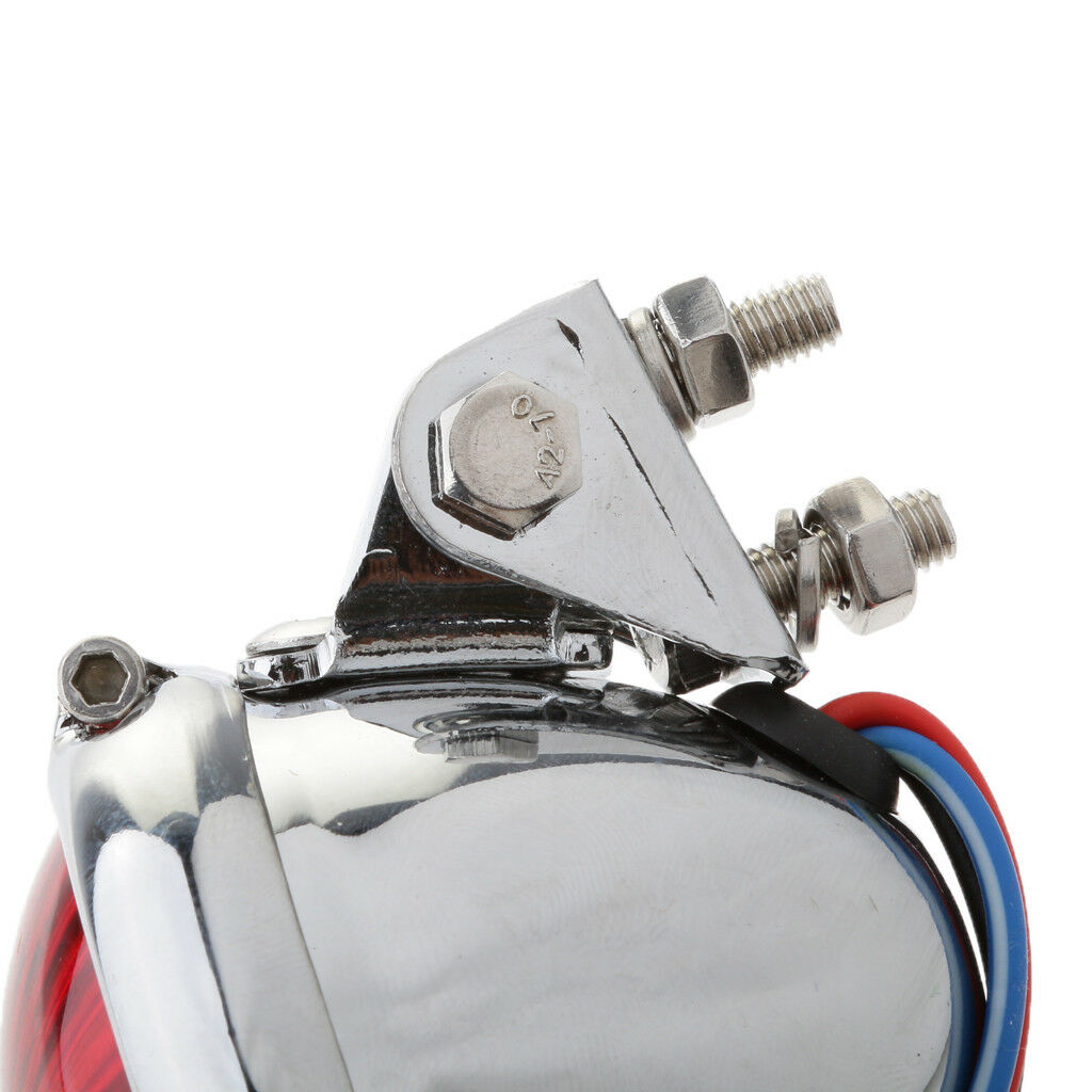 Chrome Motorcycle LED Rear Stop Tail Light for Custom Streefighter - Red