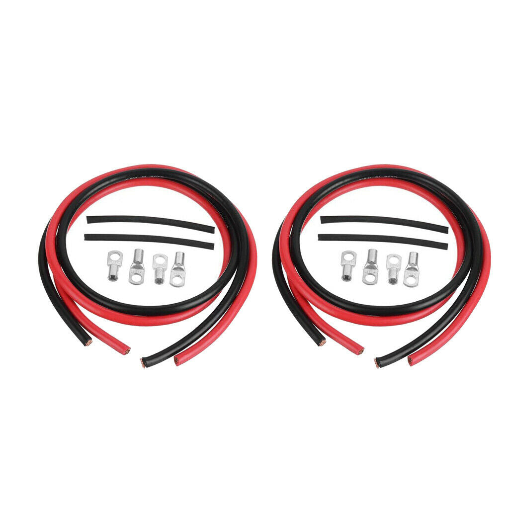 2Set Copper Negative Battery Ground Cables Terminal Kit 5 Gauge Ground