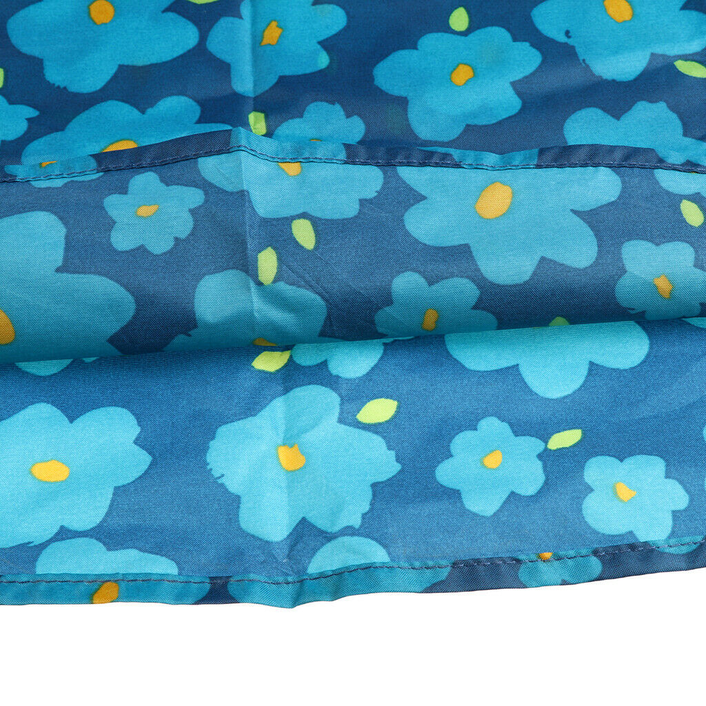 Reusable Hooded Raincoat Packable Rain Cover Folding Raincape Blue Flower S