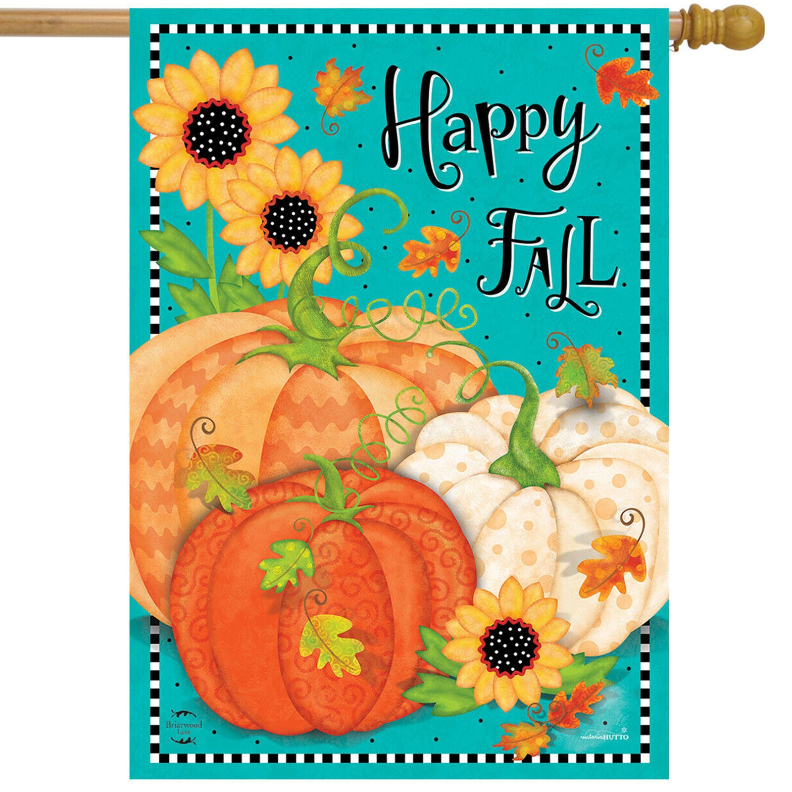 Whimsical Fall Primitive House Flag Autumn Sunflowers 28" x 40" Briarwood Lane