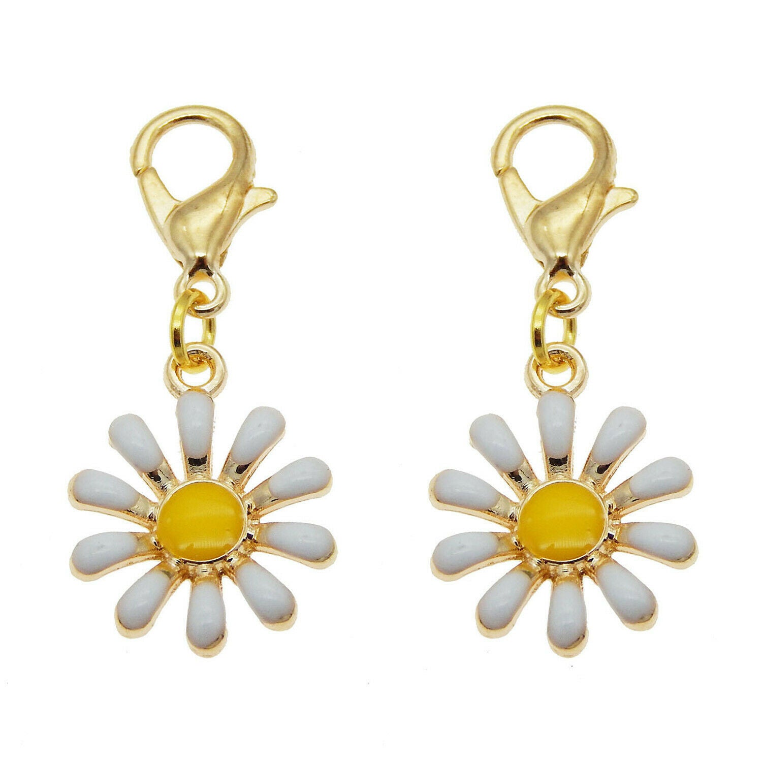 8pcs Alloy Enamel Daisy Pendant Lobster Clasp Jewelry Bracelet DIY Accessories