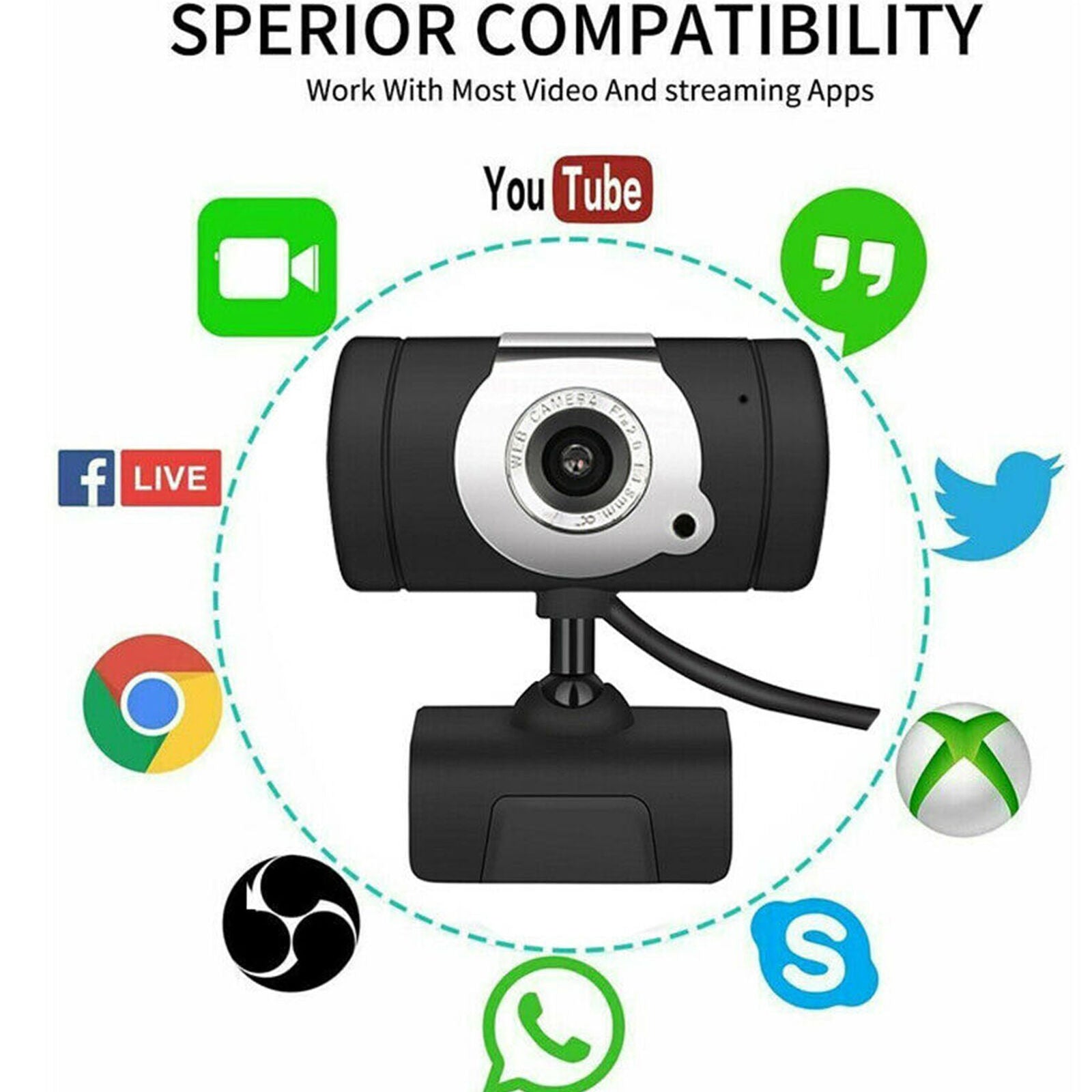 USB2.0 HD Camera Webcam PC Web Cam W/ Microphone For Desktop Laptop Computer
