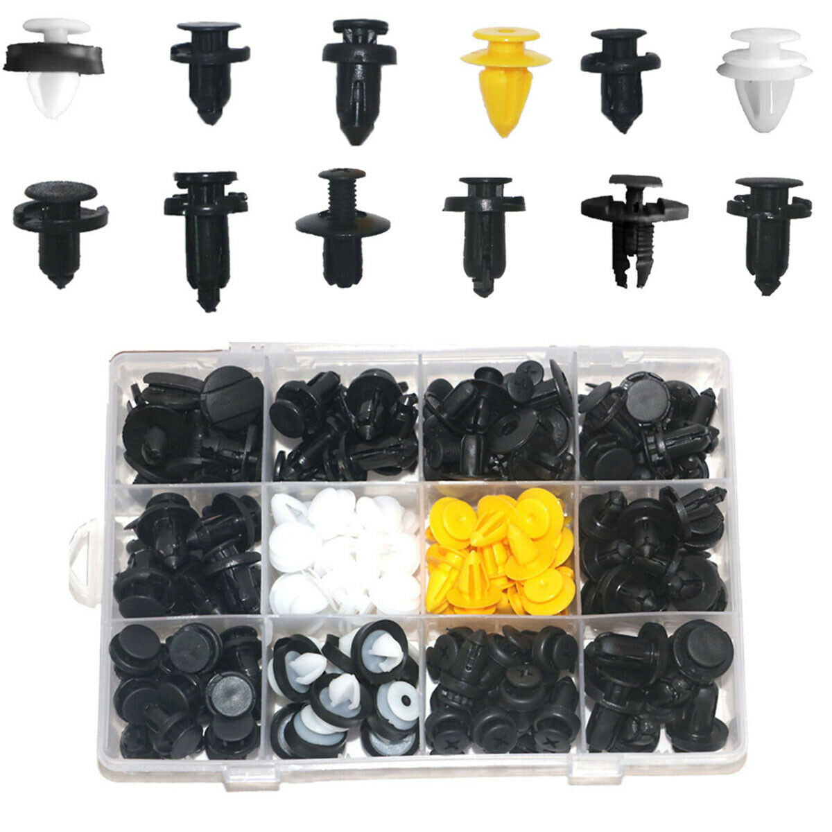 150PC Car Body Plastic Push Pin Rivet Fasteners Boxed Kit Auto Fastener Clip Set