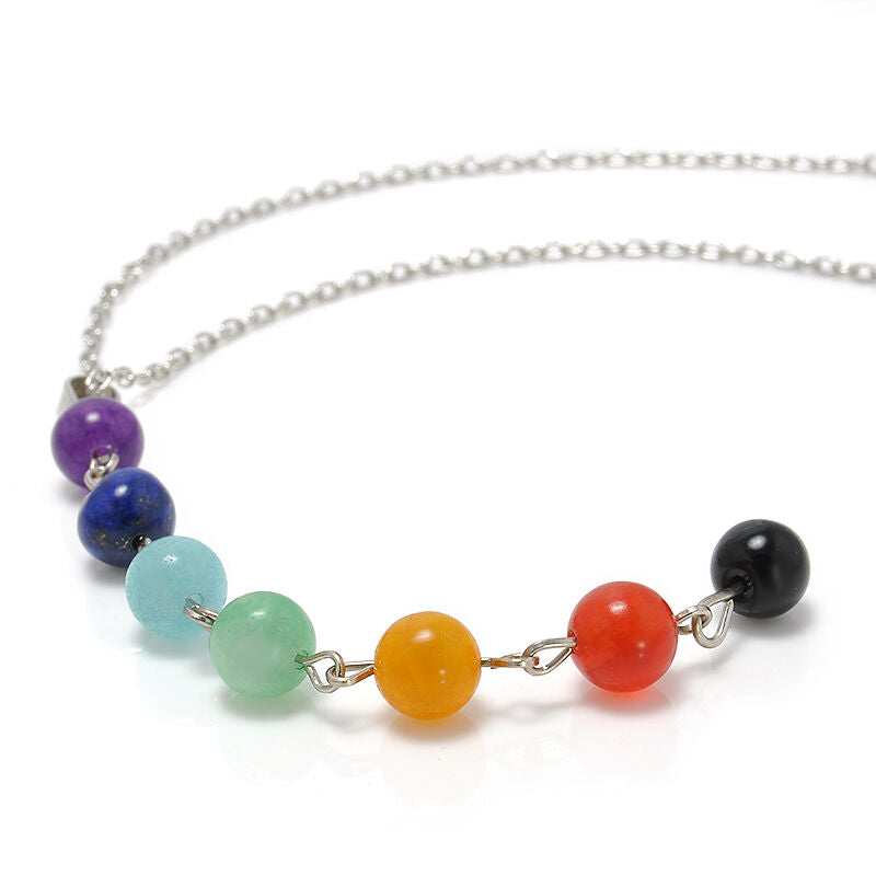 Reiki Healing Spiritual Beads Chakra Pendant Yoga Long Tassel Chain Necklace