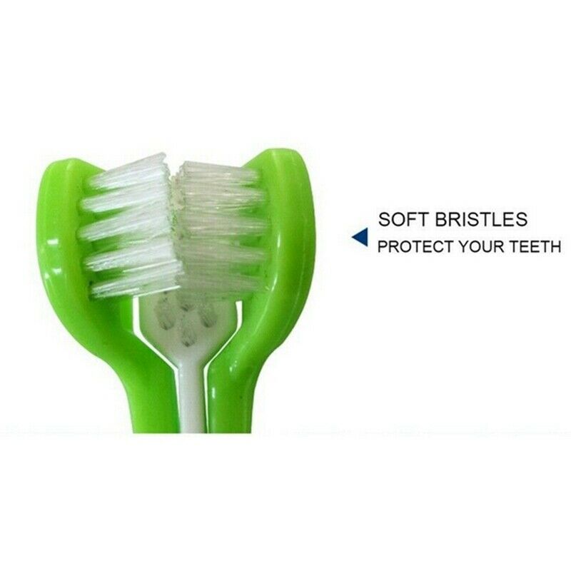 1X(Dog Toothbrush Puppy Teeth Brush Three Head Tartar Oral Care Tool B6Z1)1)