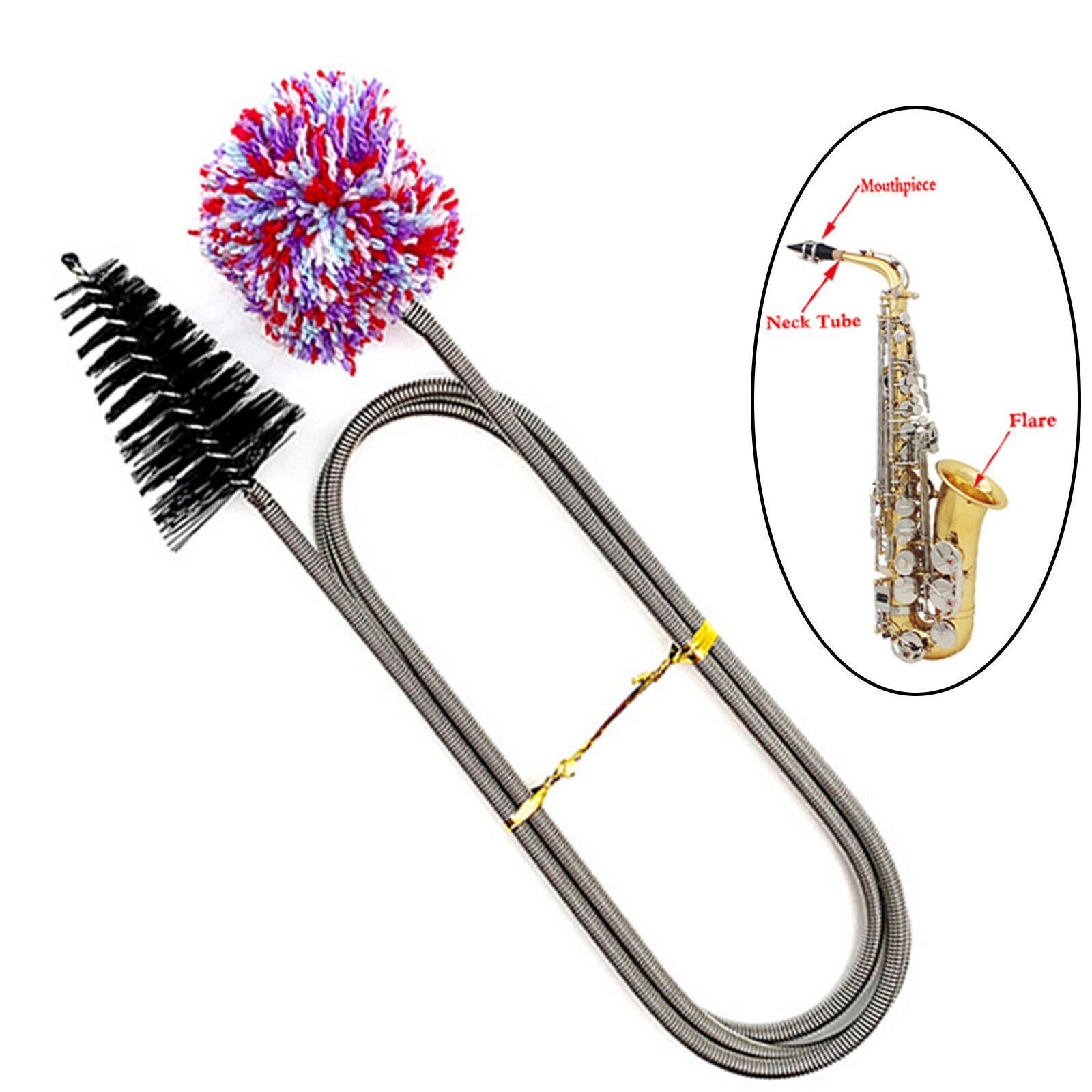 92.5 cm metal saxophone cleaning brush for alto / tenor / soprano saxophone accs