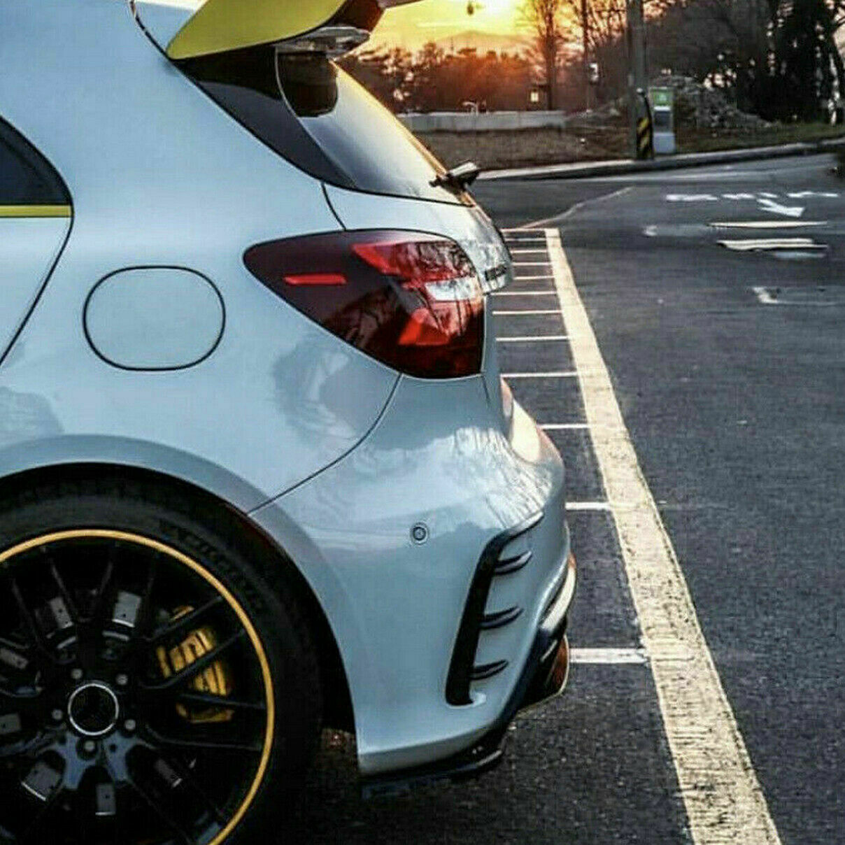 1Pair Left&Right Fit For Mercedes Benz Rear Bumper Splitter Canard Glossy Black