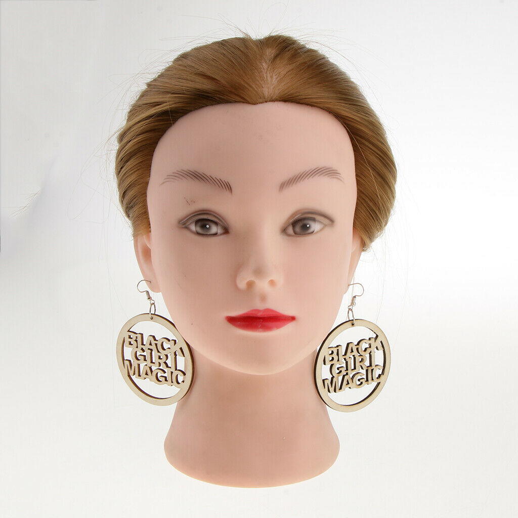 3 Pairs Wooden African Wood Ethnic Tribal Black Girl Magic Dangle Earrings