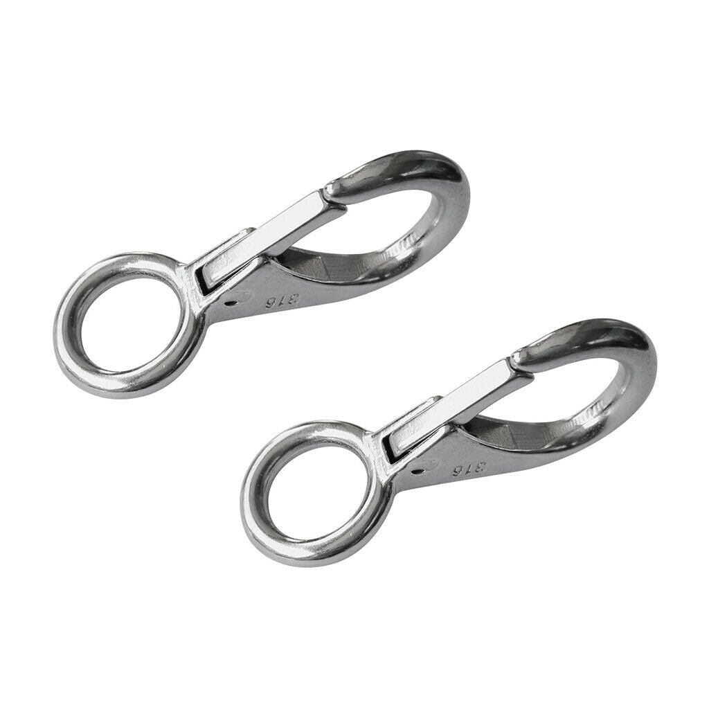 2 Pieces 316 Stainless Steel Spring Loaded Fixed Eye Boat Snap Hook Marine
