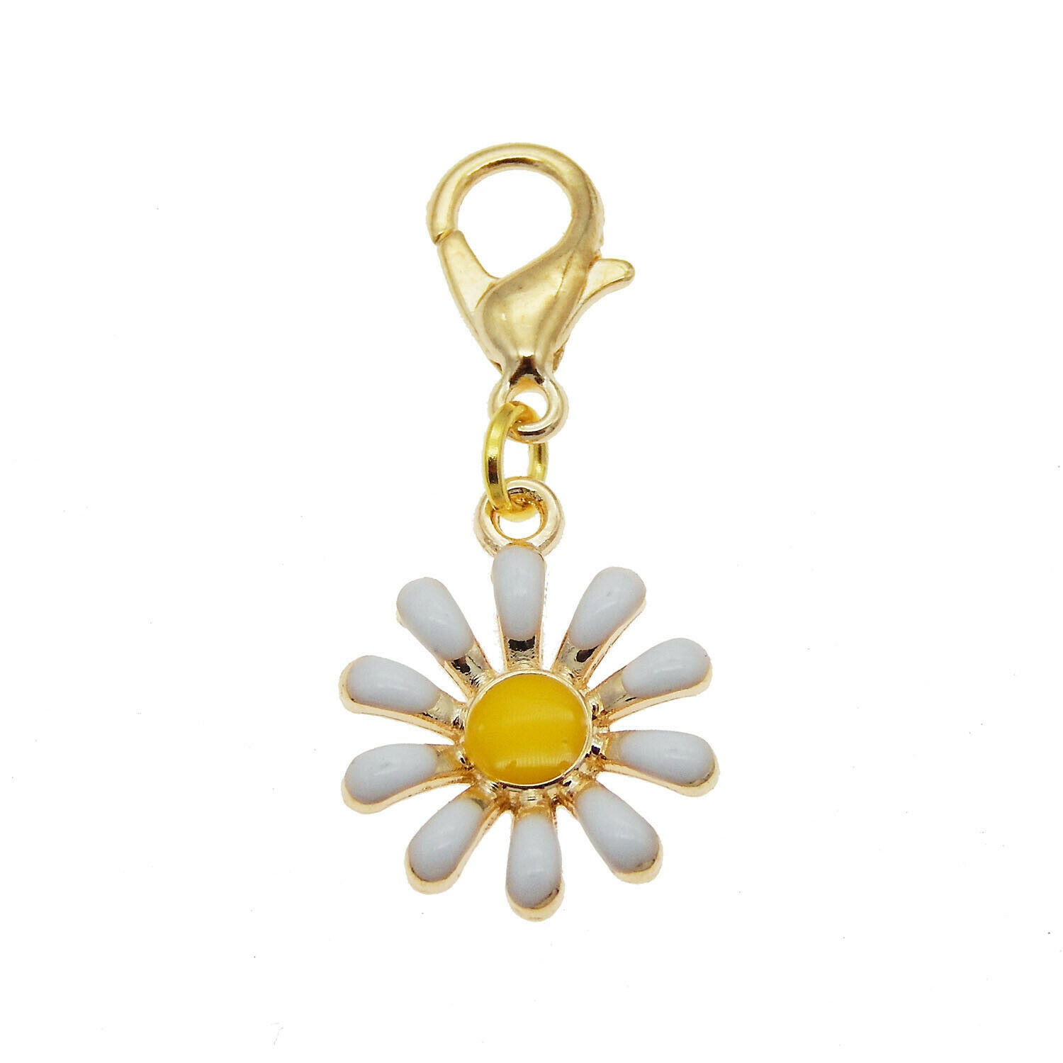 8pcs Alloy Enamel Daisy Pendant Lobster Clasp Jewelry Bracelet DIY Accessories
