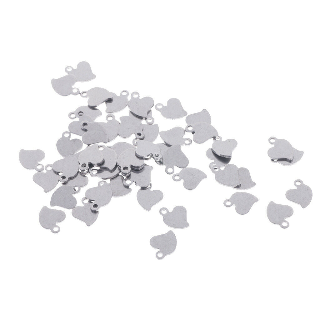 50 Pieces Stainless Steel Pendant For Necklace DIY Jewelry Making Heart