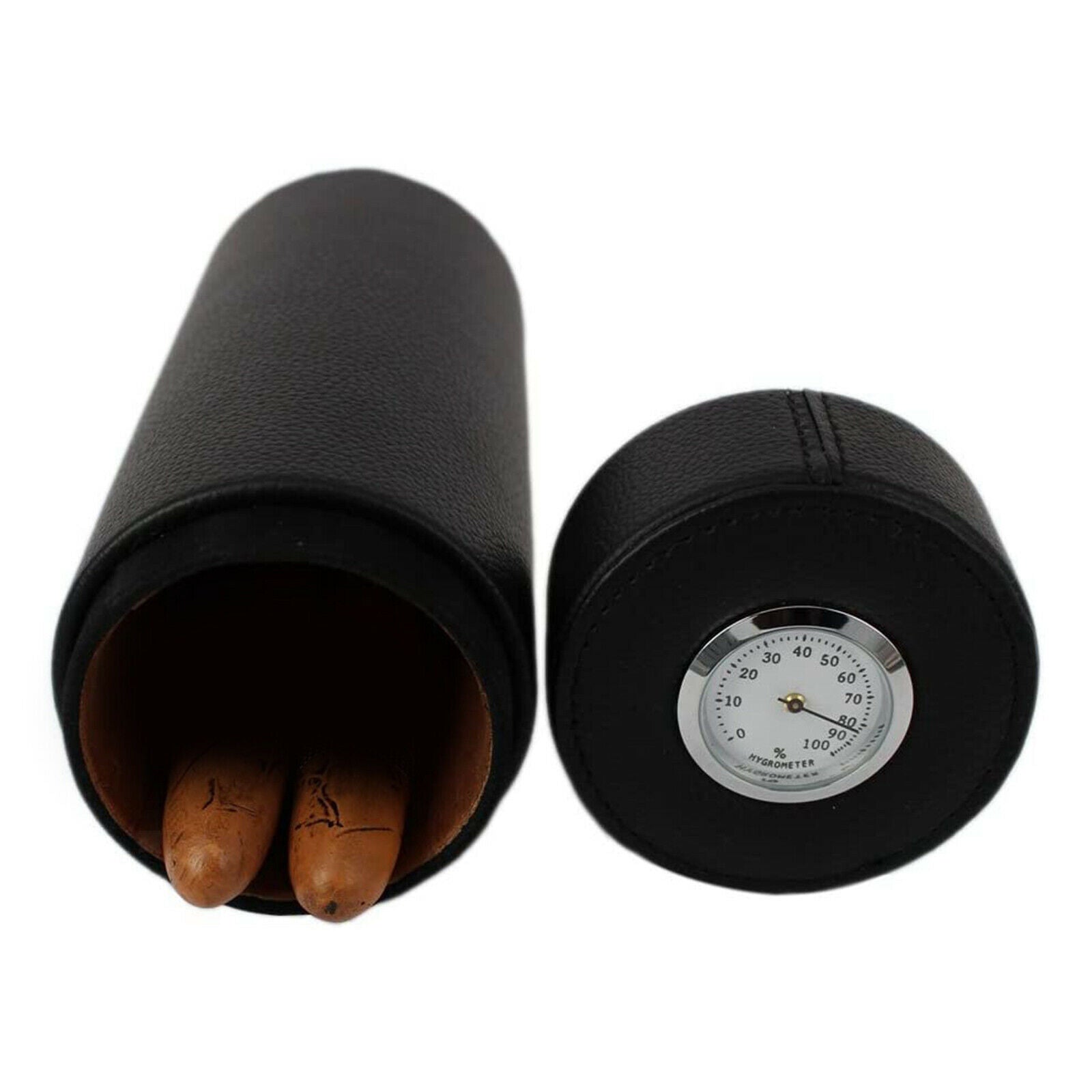 Travel PU Leather Cigar Humidor Hygrometer Storage Carrying Holder Case