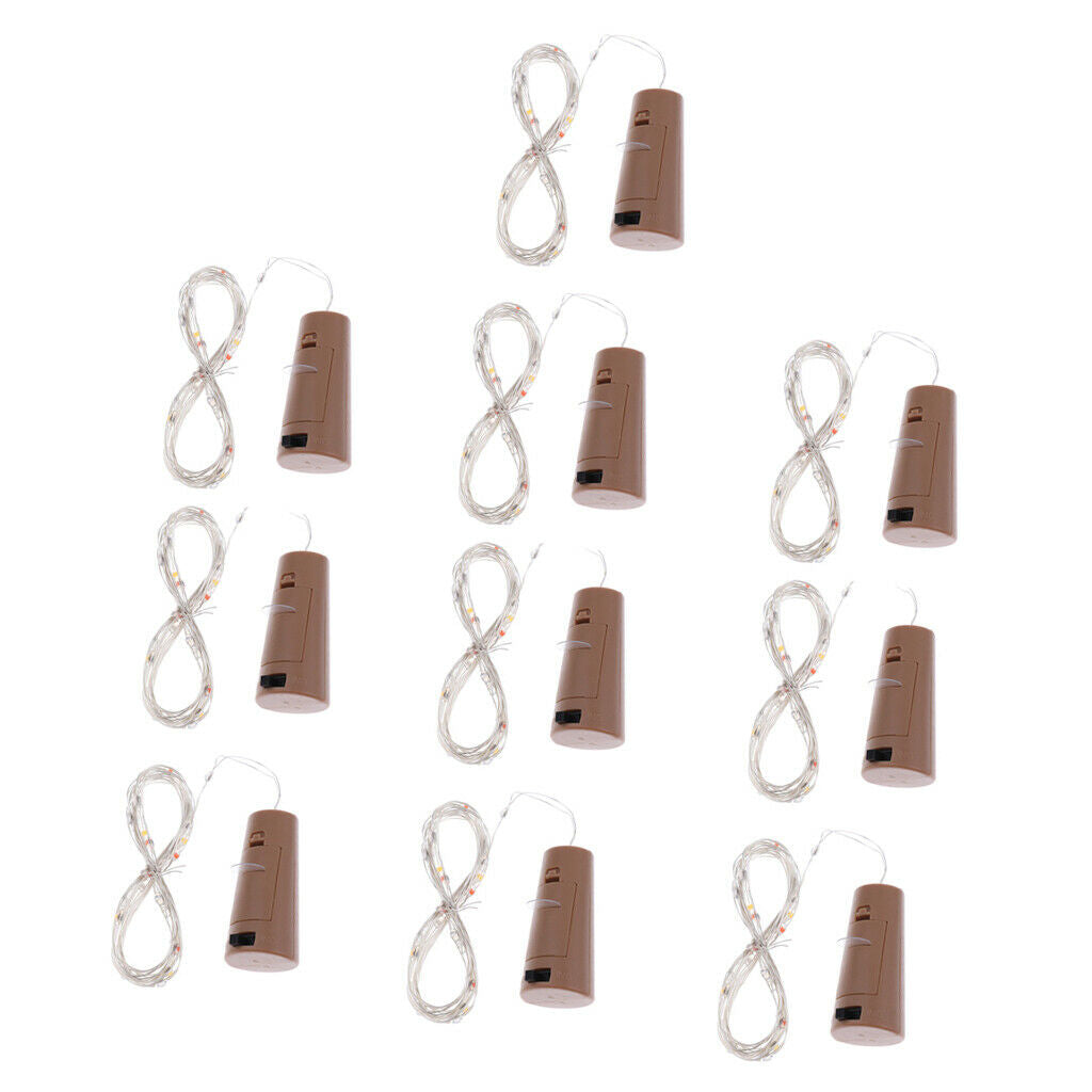 10Pcs Battery Operated Wine Bottle Cork Light String LED Moon Lights Colorful