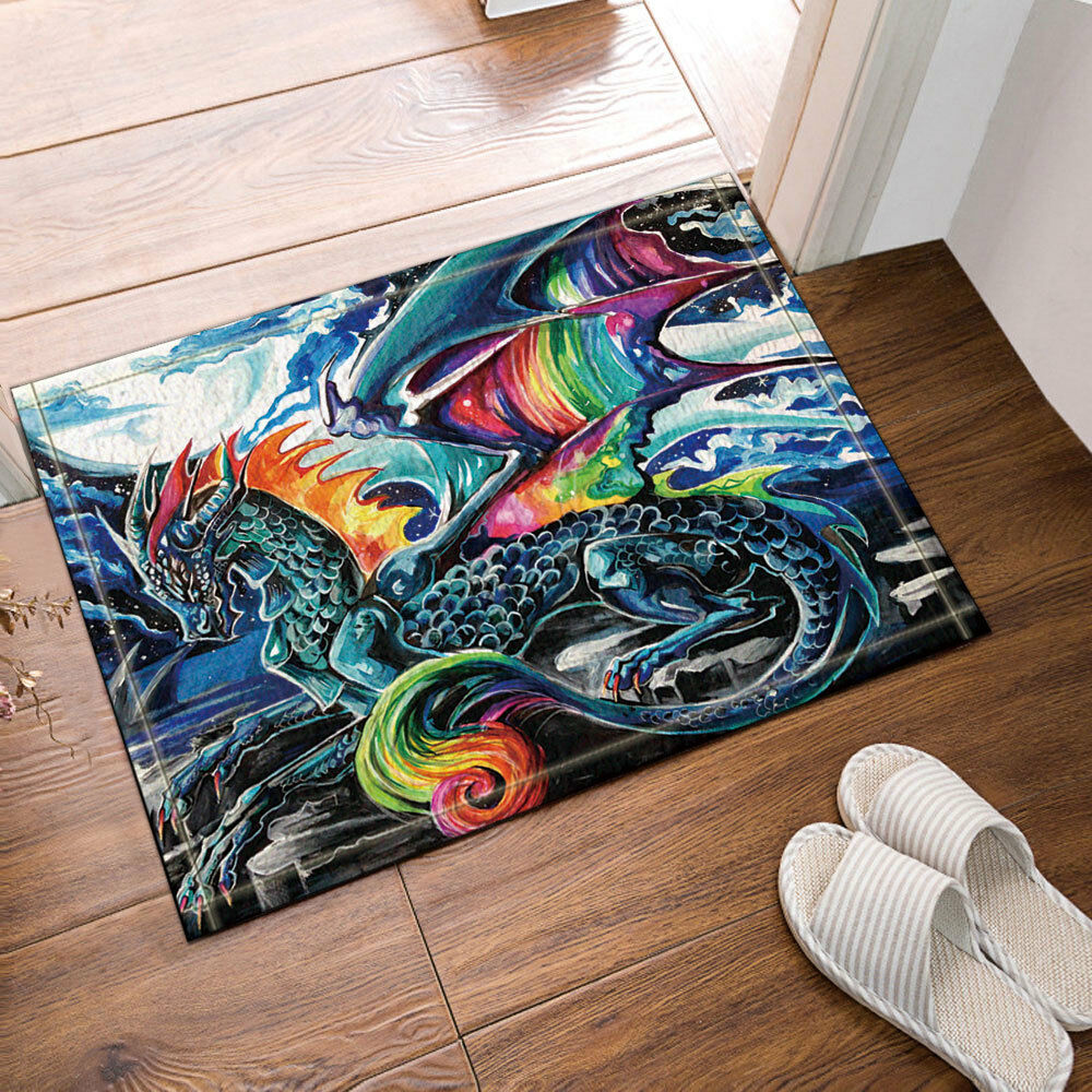 Rainbow Dragon Bathroom Rug Non-Slip Floor Indoor Front Door Mat 16x24"