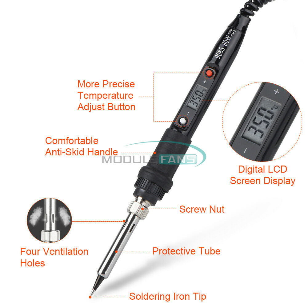 Electric Soldering Iron Gun Adjustable Temperature 80W Welding Set DIY Kit 110V