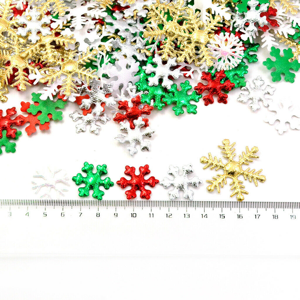 200Pcs Fabric Snowflake Embellishments Flatback Button DIY   Cards Craft