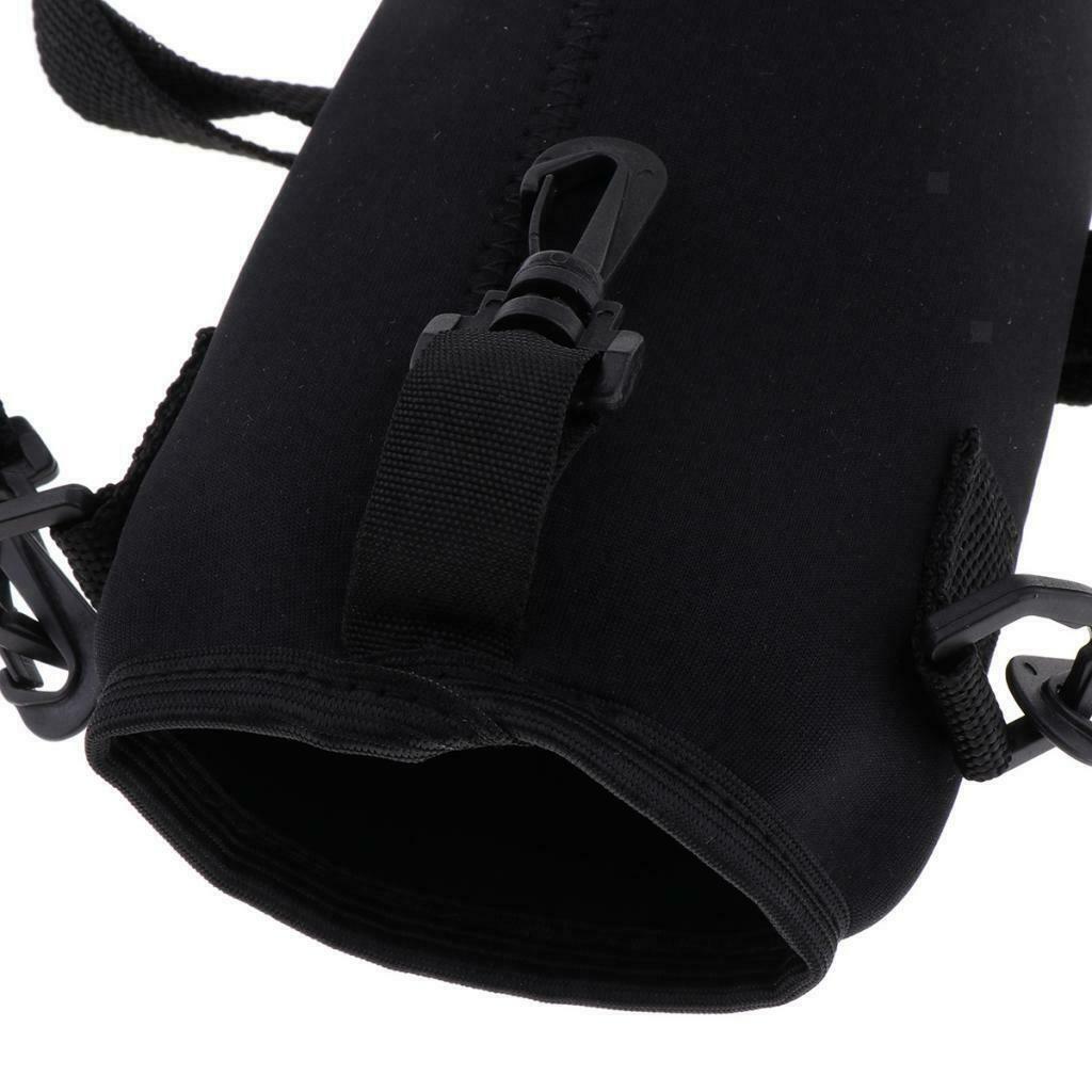 3Pcs 1L Sports Water Bottle Insulated Carry Bag Pouch with Shoulder Strap Black