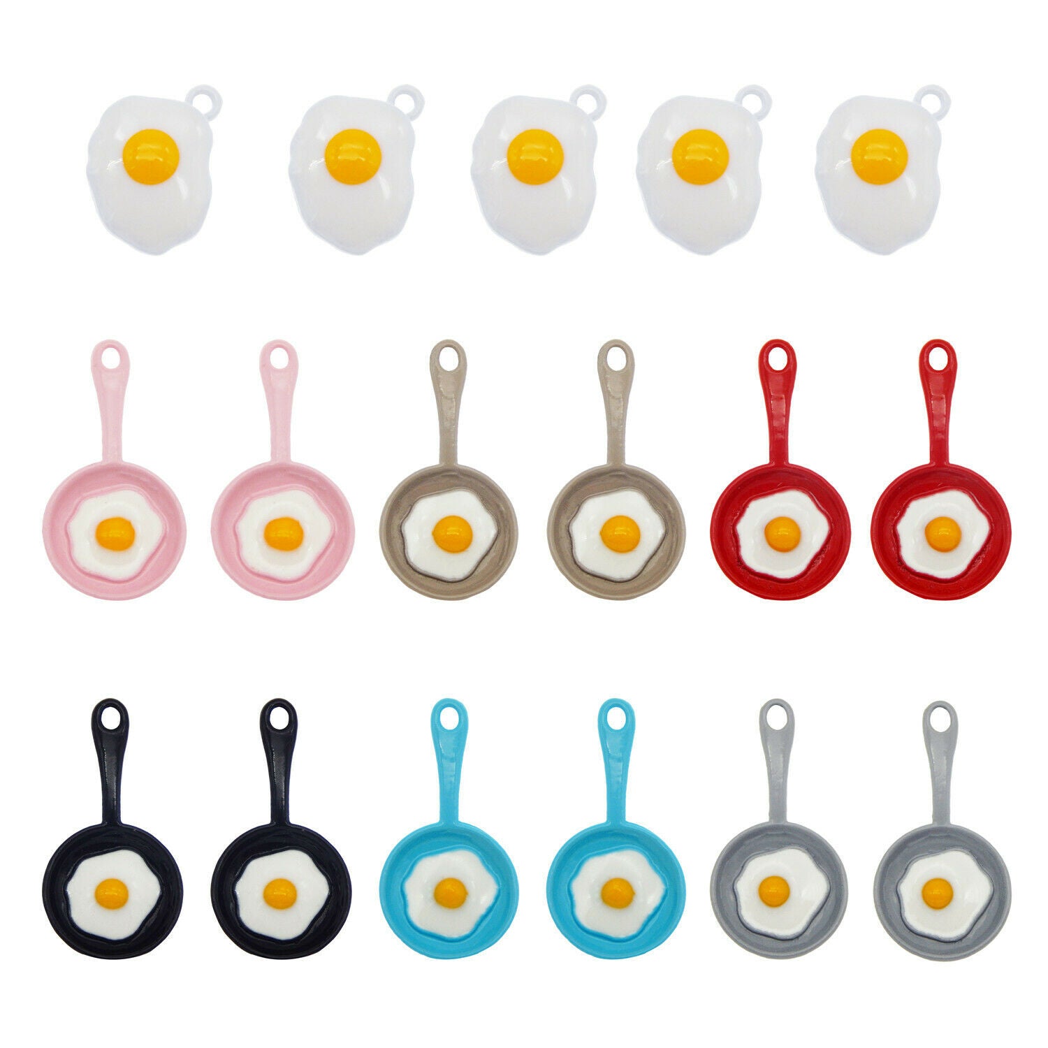 Wholesale Enamel Plated Frying Pan Fried Egg Pendant Charms Findings 14pcs/Pack