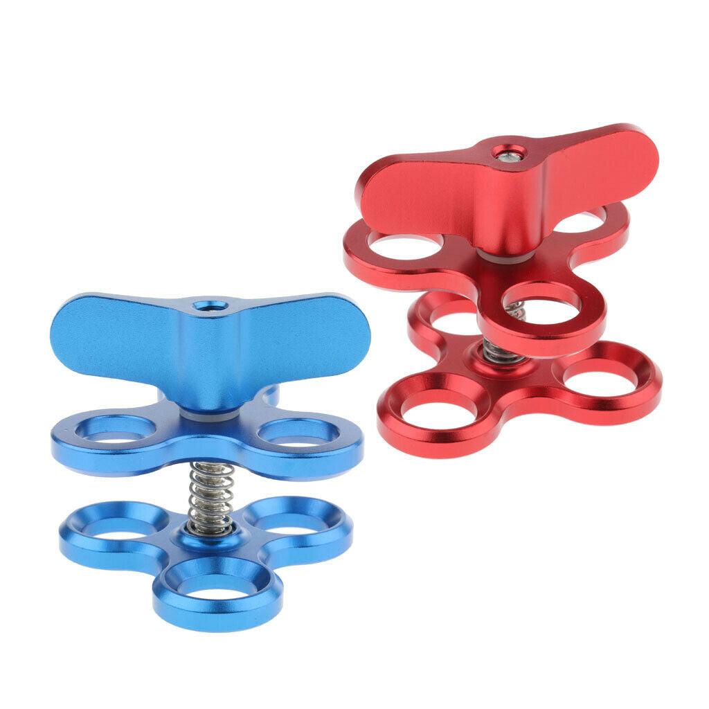 2x Triple Ball Clamp 3 Holes Underwater Arm Bracket for Light Arm System