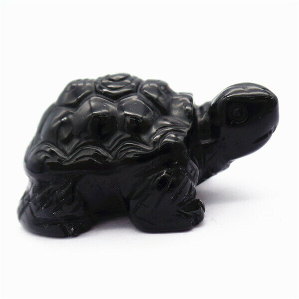 50x31x25mm Black Obsidian Carved Sea Turtle Decoration Statue Home Decor HH7941