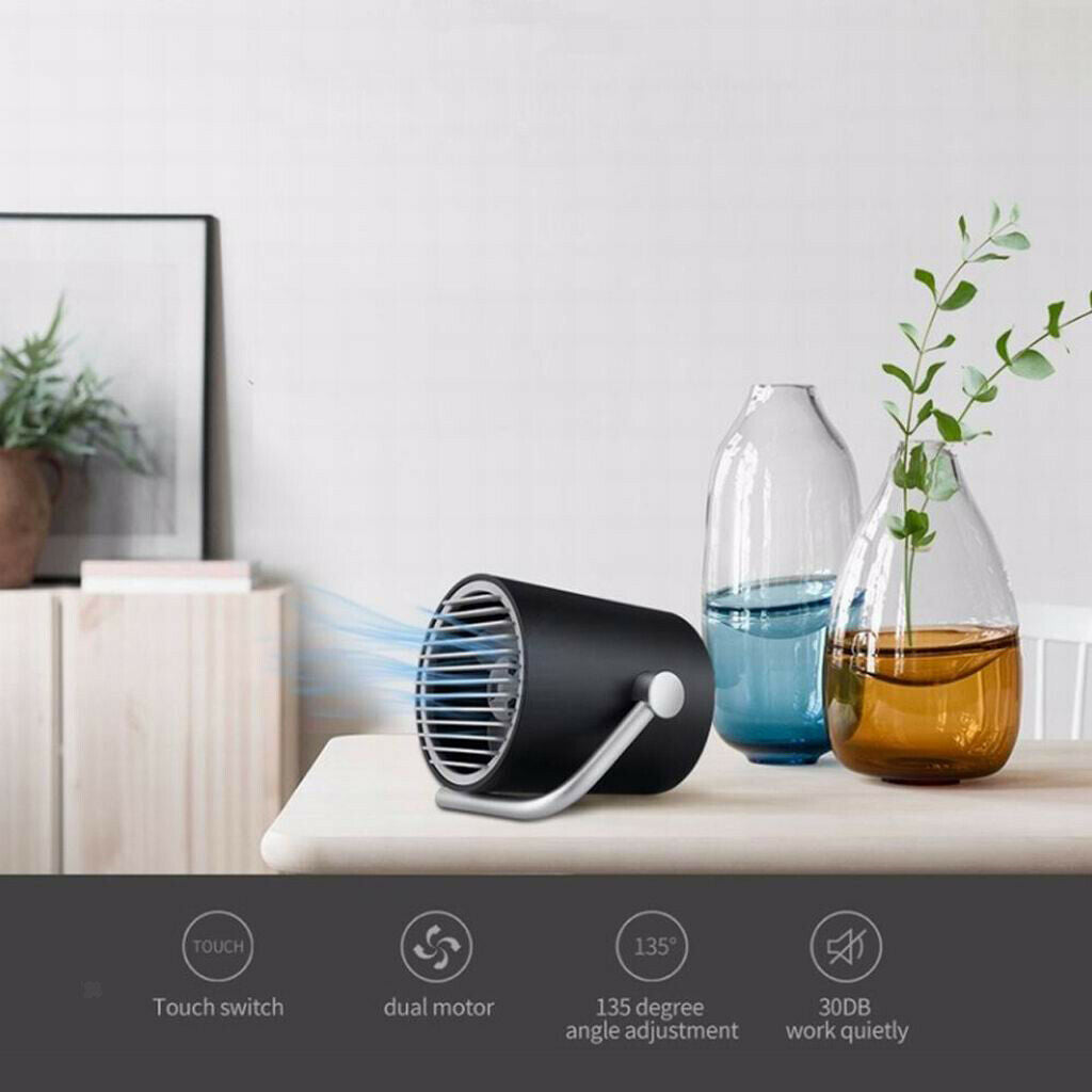 USB Table Fan Ultra Quiet Portable Cooling Fan Rotatable Touch Control