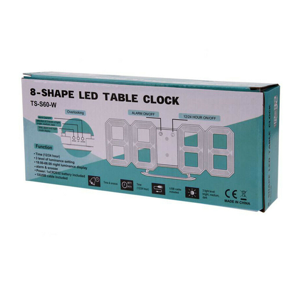 Digital Clock Alarm Watch Multi-Functional Extra Bright 3 Brightness Levels