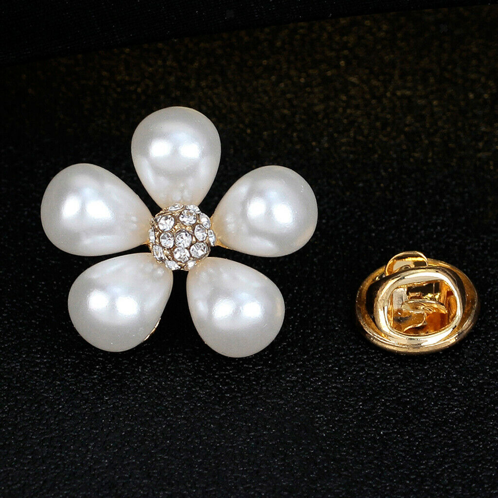 Women Alloy Simulated Pear Flower Brooch Lapel Pin Collar Tips White Jewelry