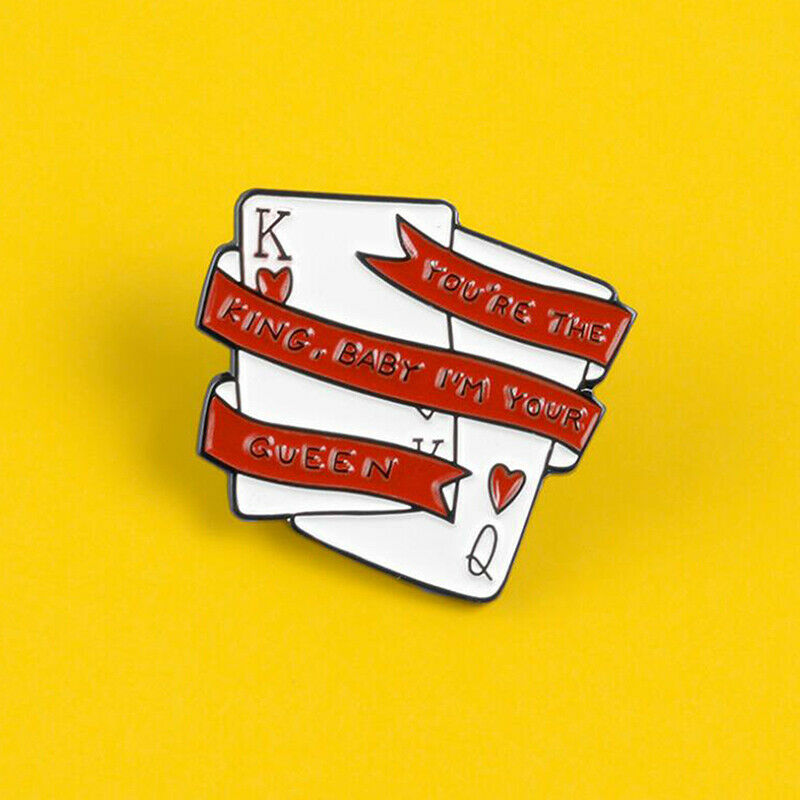 Poker King Queen Word Enamel Brooch Bag Clothes Lapel Pin Badge Jewelry G.l8