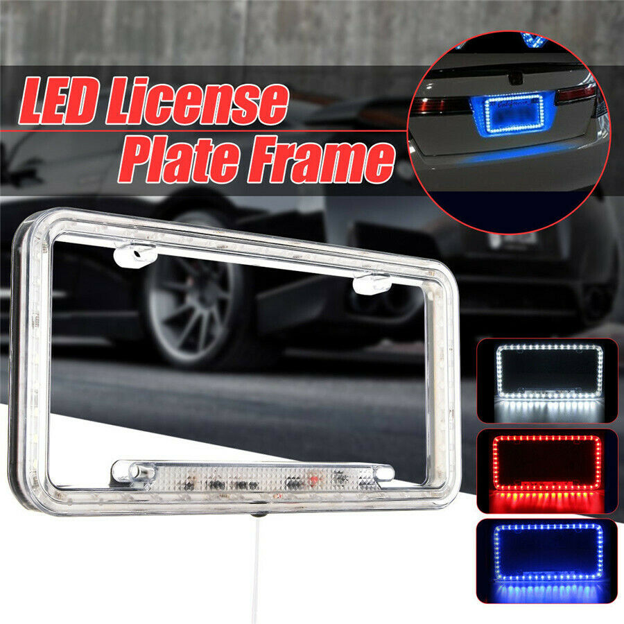 12V 54 LED White Lighting License Plate Frame Kit For Car Front Rear Bumper