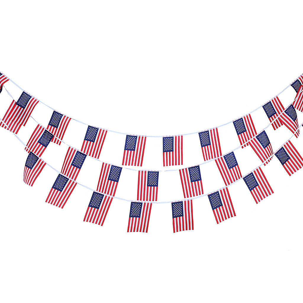 10m   Stars Stripes Party Banner 30 Flags Bunting Garland Outdoor