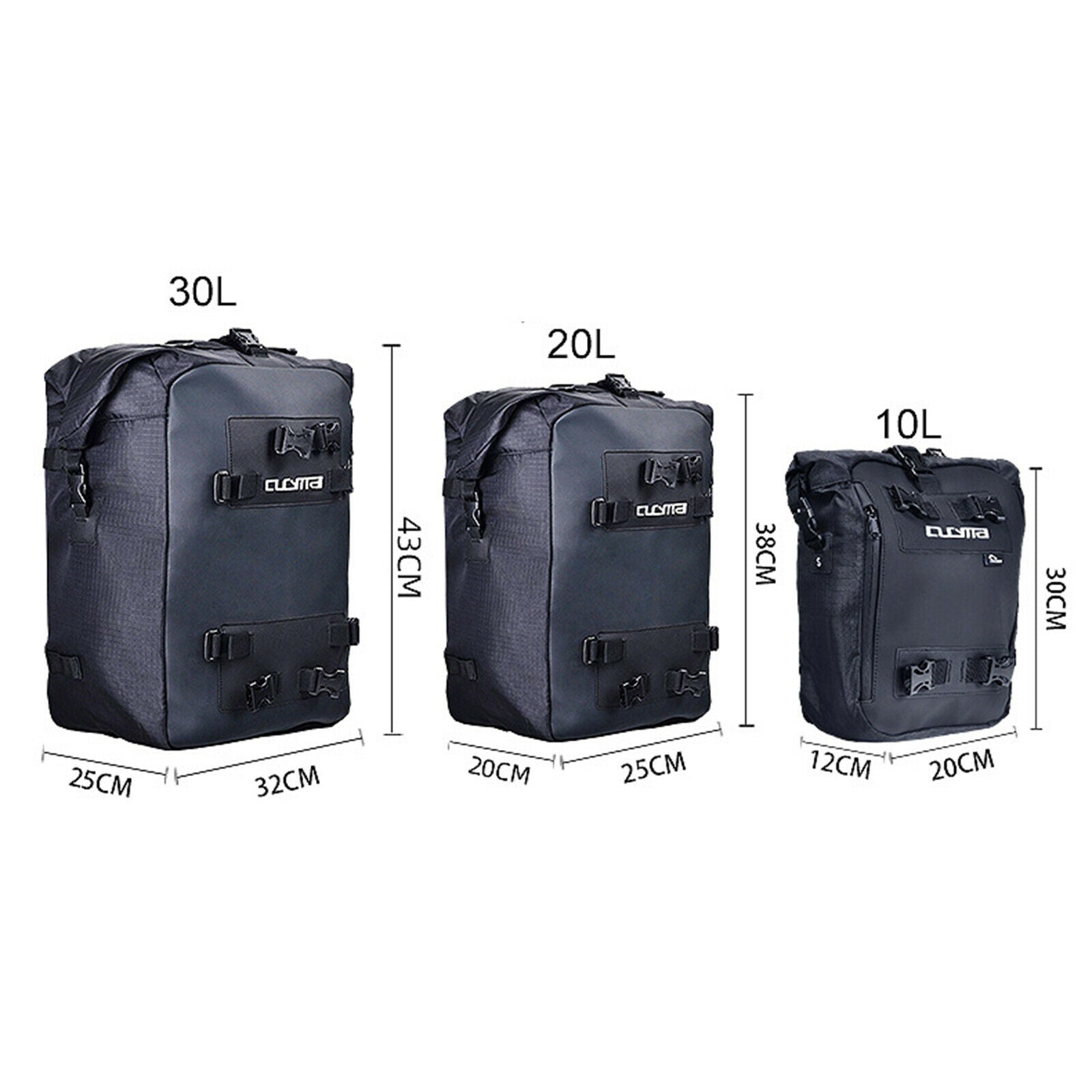 Universal Motorcycle Tail Bag Waterproof Saddle Bag Backpack Gear Black S