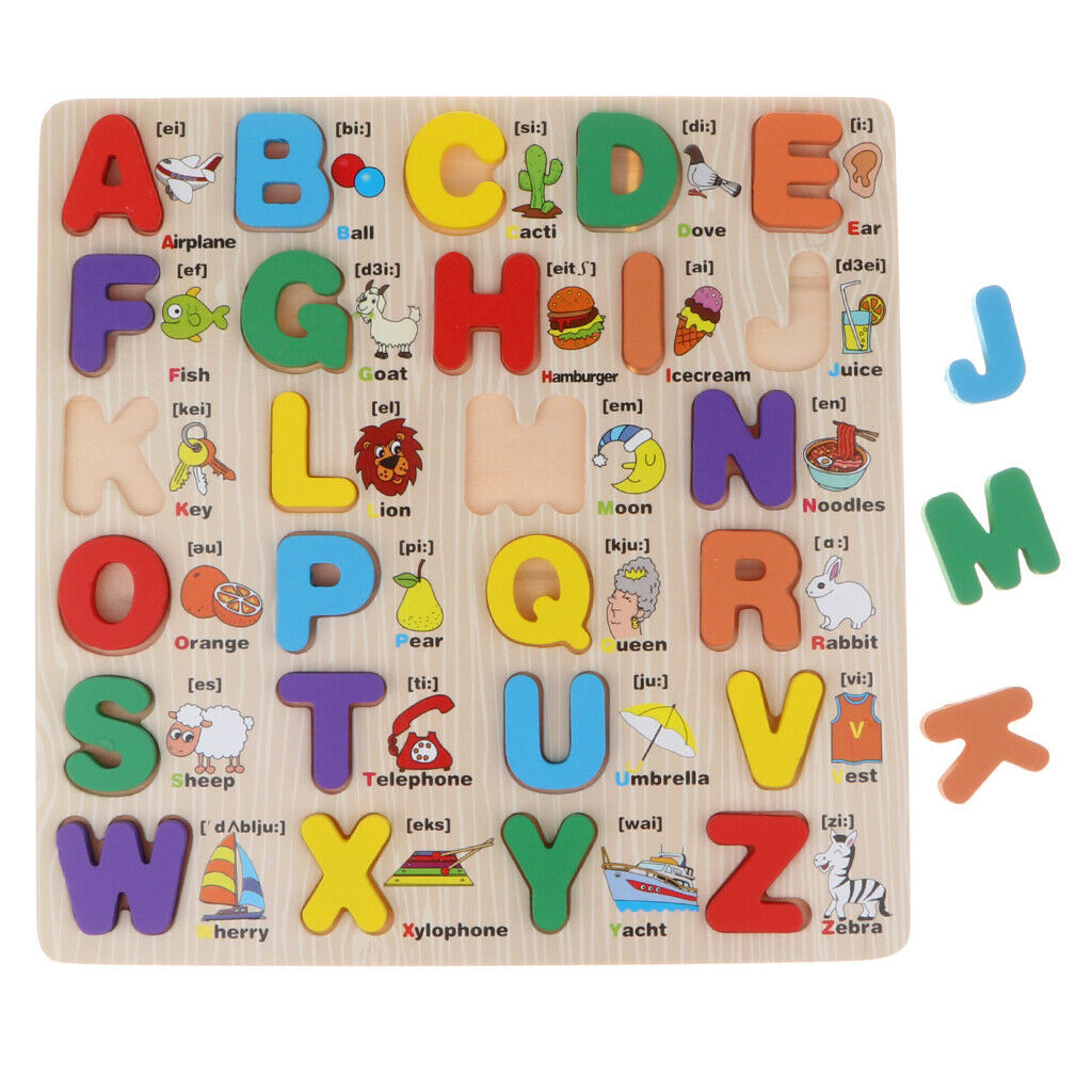 Wooden Alphabet Puzzle for Toddlers Chunky Size- Alphabet Puzzle Board Early