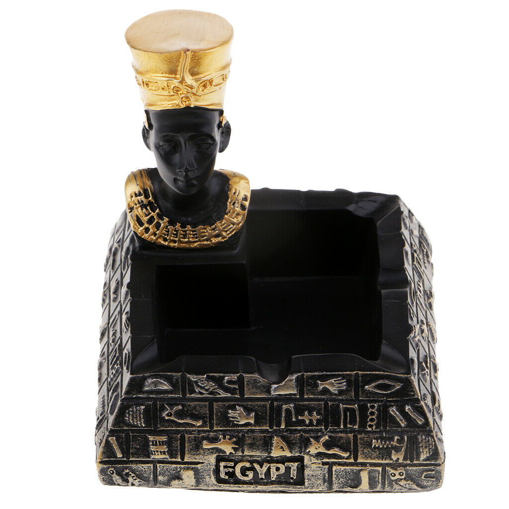 Egypt Pharaoh Cigarette Ashtray Tobacco Ash Tray Holder Home Office Decor Black
