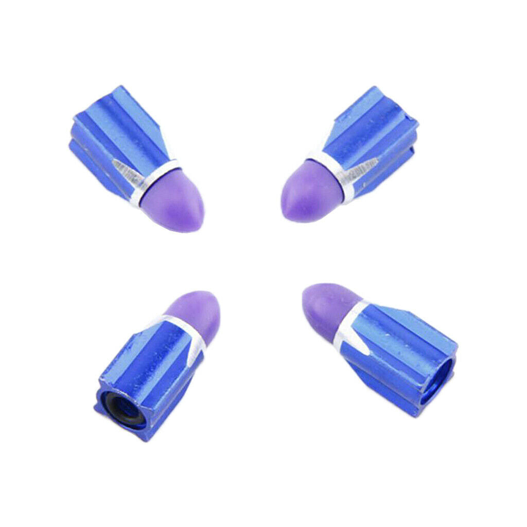 4Pieces Alloy Tire Stem Valve Caps Dust Cover for Motorcycle Blue + Purple