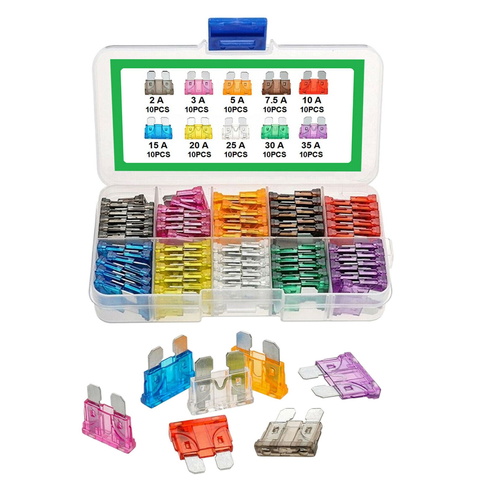 Standard  Fuse Assortment Kit Auto Car Fuses Assorted Set 100Pcs