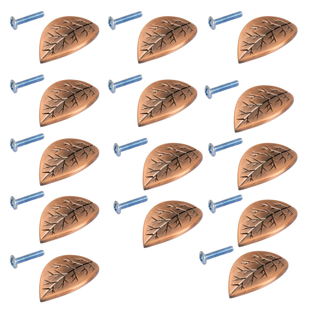 Pack 14 Leaf Design Door Drawer Cabinet Pull Handle Knob Furniture Hardware