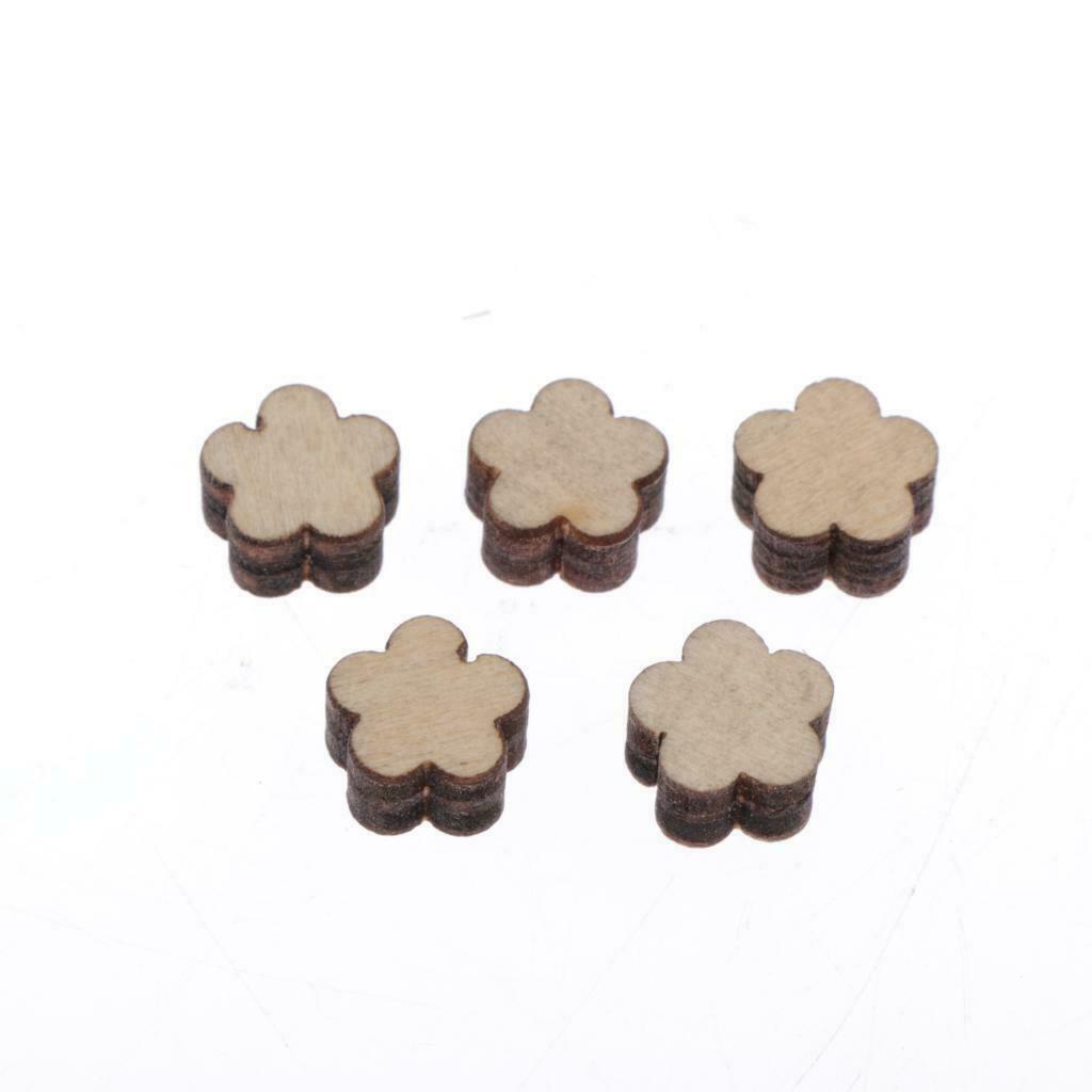 100x Blank Wood Shapes Pieces Cut Wooden Embellishments for DIY Arts Crafts