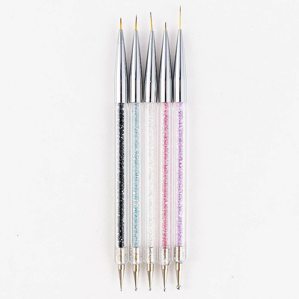 5pcs/Set 2-Way Nail Art Dotting Drawing Painting Pen UV Gel Liner Polish Brush