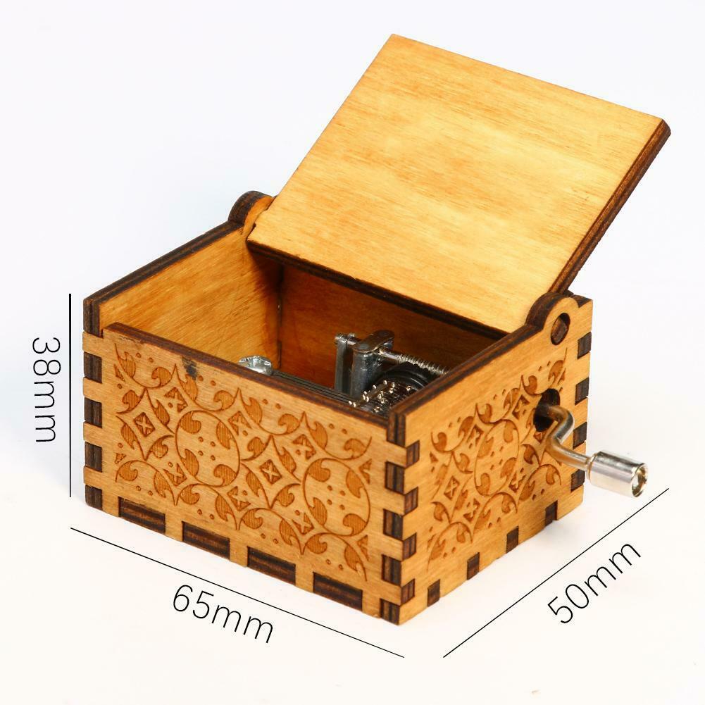 Retro Wooden Hand Cranked Music Box Christmas Gift Party Household Decor @