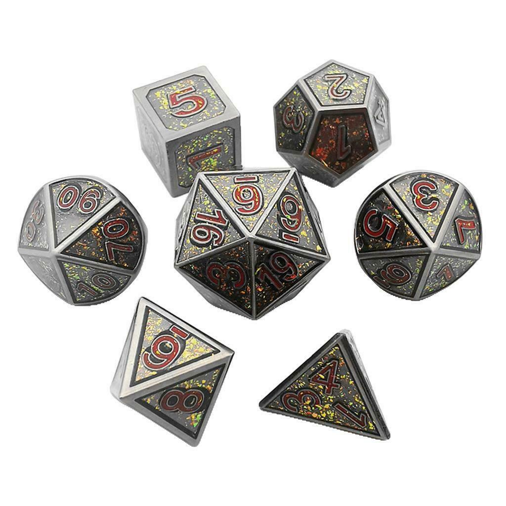 7x Metal Copper Polyhedral Dice for MTG DND RPG Role Play Game Props #6
