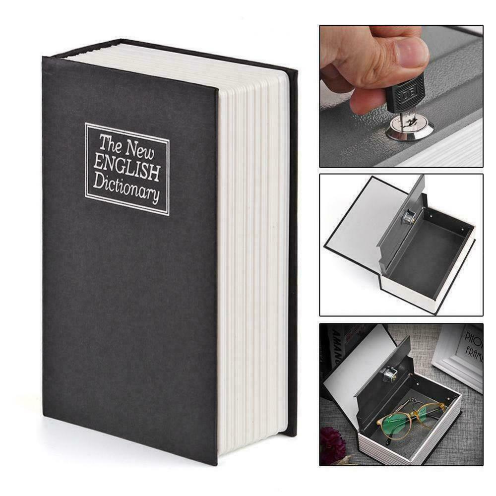 Hidden Dictionary Book Hide Stash with Key Metal Diversion Saving Pot Black