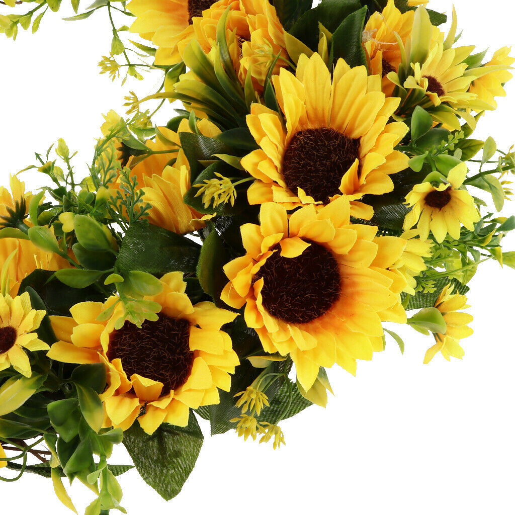 Sunflower Garland Crown Flower Wreath Thanksgiving Day Decor Wall Ornament