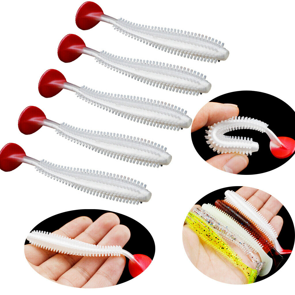5Packs Soft Fishing Lures Lifelike Swimming Worm for Bass Trout Walleye